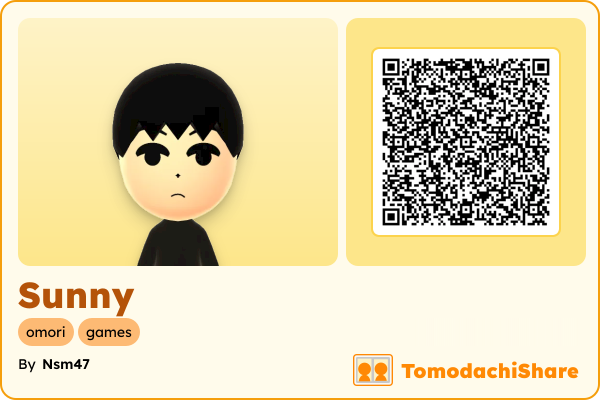 Sunny, a male Mii  with tags: omori, games