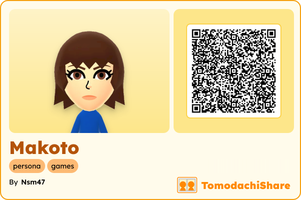 Makoto, a female Mii  with tags: persona, games