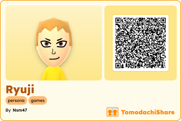 Ryuji, a male Mii  with tags: persona, games