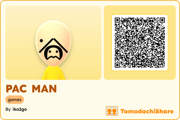 PAC MAN, a male Mii  with tags: games