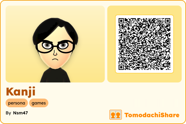 Kanji, a male Mii  with tags: persona, games