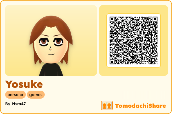 Yosuke, a male Mii  with tags: persona, games