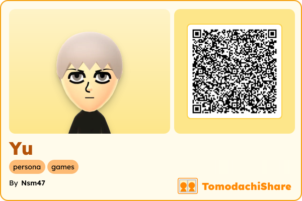 Yu, a male Mii  with tags: persona, games