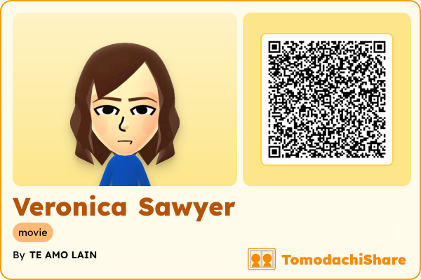 Veronica Sawyer, a female Mii  with tags: movie
