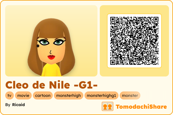 Cleo de Nile -G1-, a female Mii  with tags: tv, movie, cartoon, monsterhigh, monsterhighg1, monster