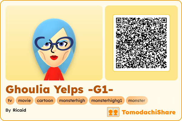 Ghoulia Yelps -G1-, a female Mii  with tags: tv, movie, cartoon, monsterhigh, monsterhighg1, monster