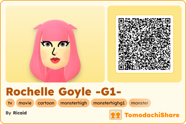 Rochelle Goyle -G1-, a female Mii  with tags: tv, movie, cartoon, monsterhigh, monsterhighg1, monster