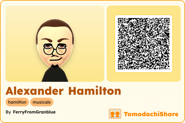 Alexander Hamilton, a male Mii  with tags: hamilton, musicals