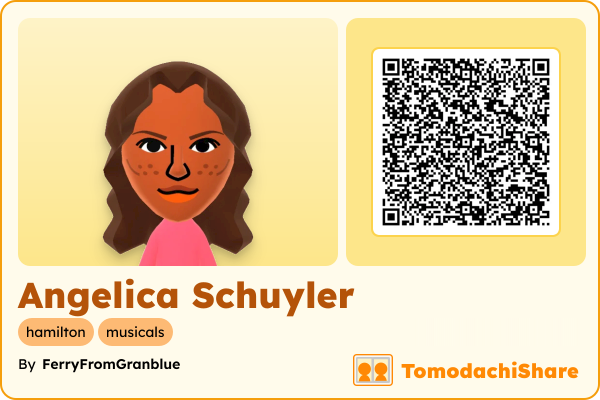 Angelica Schuyler, a female Mii  with tags: hamilton, musicals
