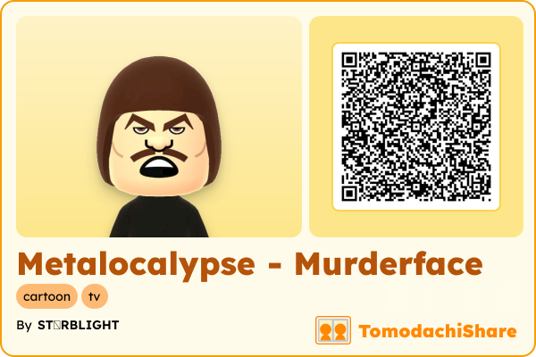 Metalocalypse - Murderface, a male Mii  with tags: cartoon, tv