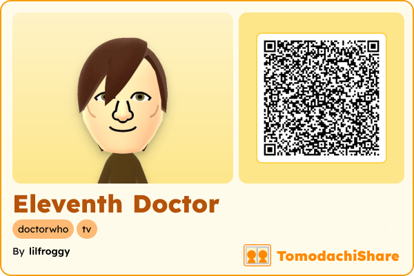 Eleventh Doctor, a male Mii  with tags: doctorwho, tv