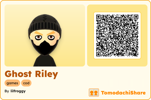 Ghost Riley, a male Mii  with tags: games, cod