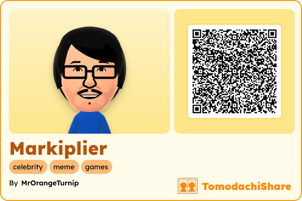 Markiplier, a male Mii  with tags: celebrity, meme, games