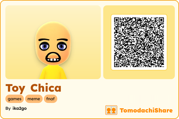 Toy Chica, a female Mii  with tags: games, meme, fnaf
