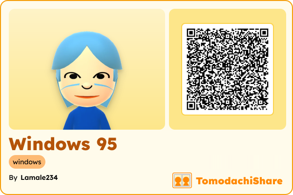Windows 95, a male Mii  with tags: windows