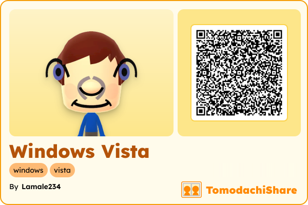 Windows Vista, a male Mii  with tags: windows, vista