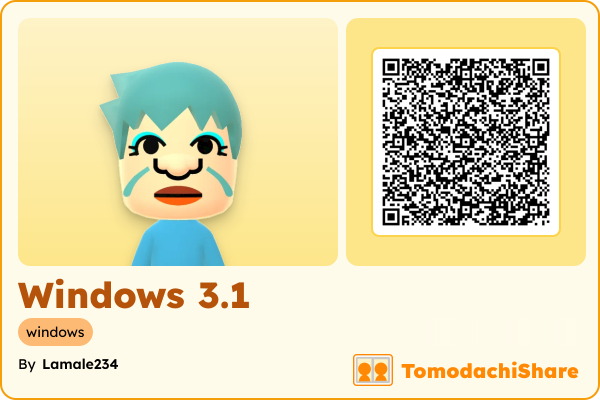 Windows 3.1, a male Mii  with tags: windows