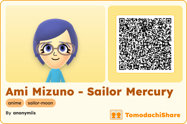 Ami Mizuno - Sailor Mercury, a female Mii  with tags: anime, sailor-moon