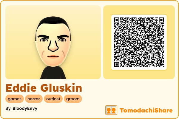 Eddie Gluskin, a male Mii  with tags: games, horror, outlast, groom