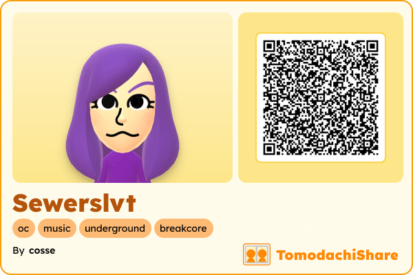 Sewerslvt, a female Mii  with tags: oc, music, underground, breakcore