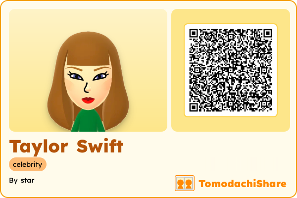 Taylor Swift, a female Mii  with tags: celebrity