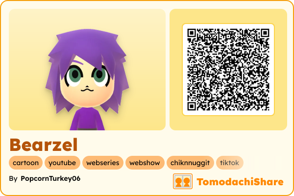 Bearzel, a male Mii  with tags: cartoon, youtube, webseries, webshow, chiknnuggit, tiktok