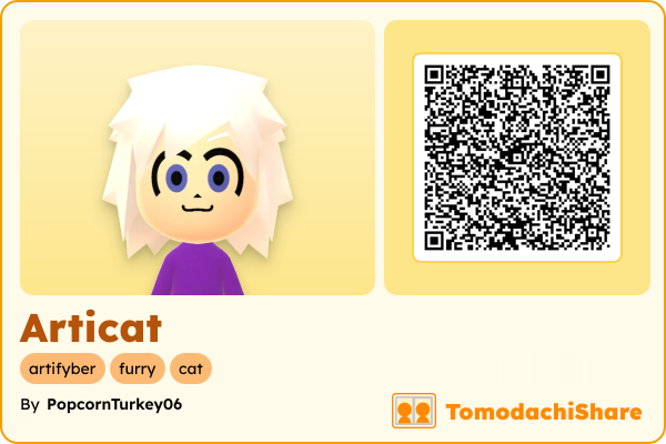 Articat, a male Mii  with tags: artifyber, furry, cat