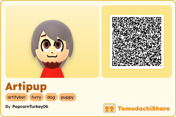 Artipup, a male Mii  with tags: artifyber, furry, dog, puppy