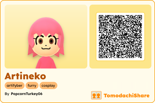 Artineko, a female Mii  with tags: artifyber, furry, cosplay