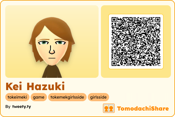 Kei Hazuki, a male Mii  with tags: tokeimeki, game, tokemekgirlsside, girlsside