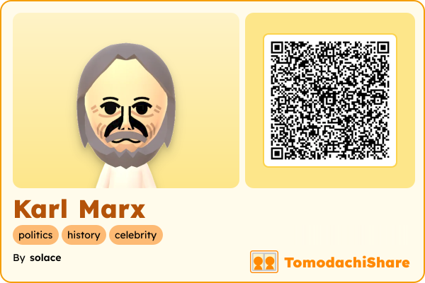 Karl Marx, a male Mii  with tags: politics, history, celebrity