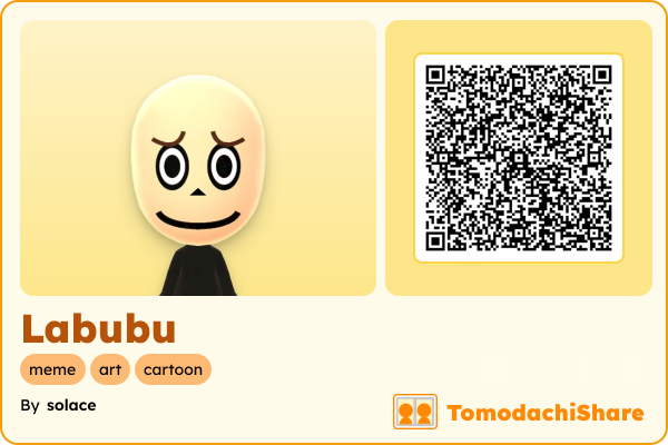 Labubu, a female Mii  with tags: meme, art, cartoon