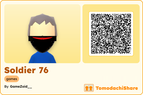 Soldier 76, a male Mii  with tags: games