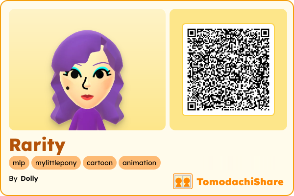 Rarity, a female Mii  with tags: mlp, mylittlepony, cartoon, animation