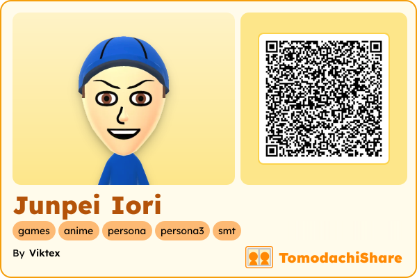 Junpei Iori, a male Mii  with tags: games, anime, persona, persona3, smt