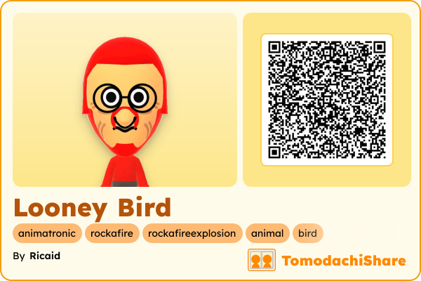 Looney Bird, a male Mii  with tags: animatronic, rockafire, rockafireexplosion, animal, bird