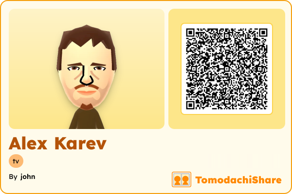 Alex Karev, a male Mii  with tags: tv
