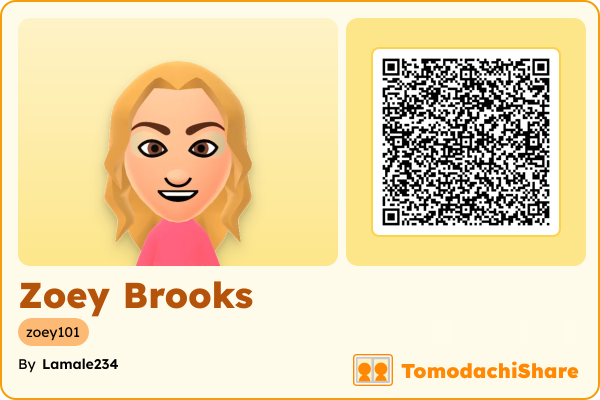 Zoey Brooks, a female Mii  with tags: zoey101