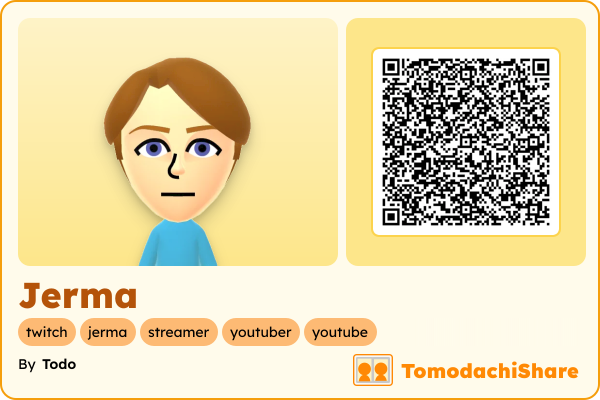 Jerma, a male Mii  with tags: twitch, jerma, streamer, youtuber, youtube