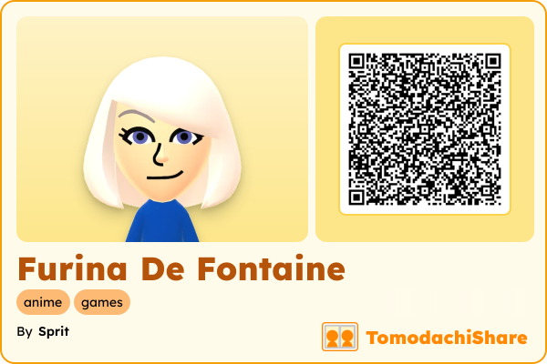 Furina De Fontaine, a female Mii  with tags: anime, games