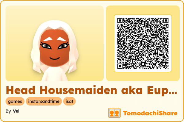 Head Housemaiden aka Euphrasie, a female Mii  with tags: games, instarsandtime, isat