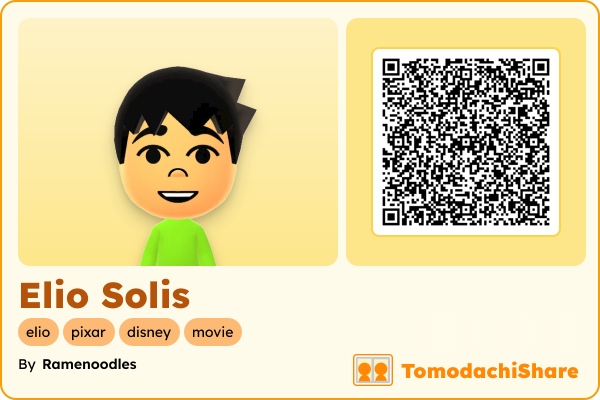 Elio Solis, a male Mii  with tags: elio, pixar, disney, movie