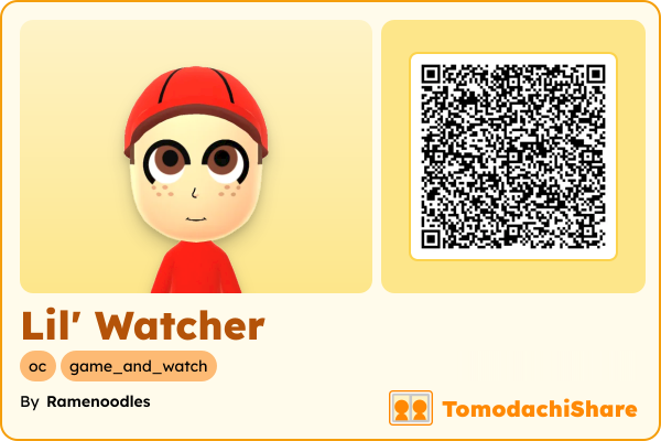 Lil' Watcher, a male Mii  with tags: oc, game_and_watch