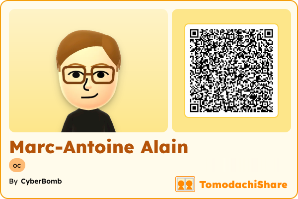 Marc-Antoine Alain, a male Mii  with tags: oc