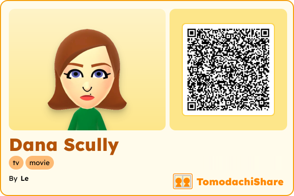 Dana Scully, a female Mii  with tags: tv, movie