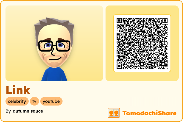 Link, a male Mii  with tags: celebrity, tv, youtube