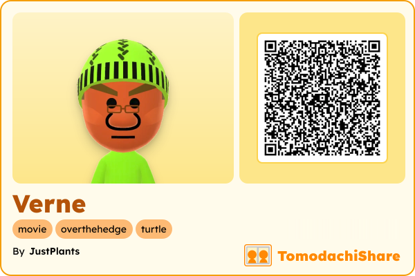 Verne, a male Mii  with tags: movie, overthehedge, turtle