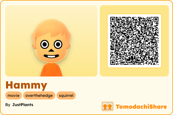 Hammy, a male Mii  with tags: movie, overthehedge, squirrel