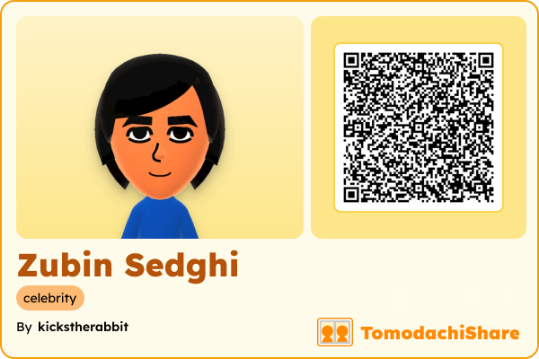 Zubin Sedghi, a male Mii  with tags: celebrity