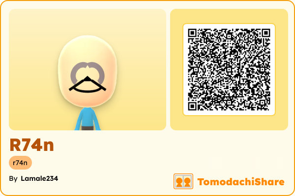 R74n, a male Mii  with tags: r74n